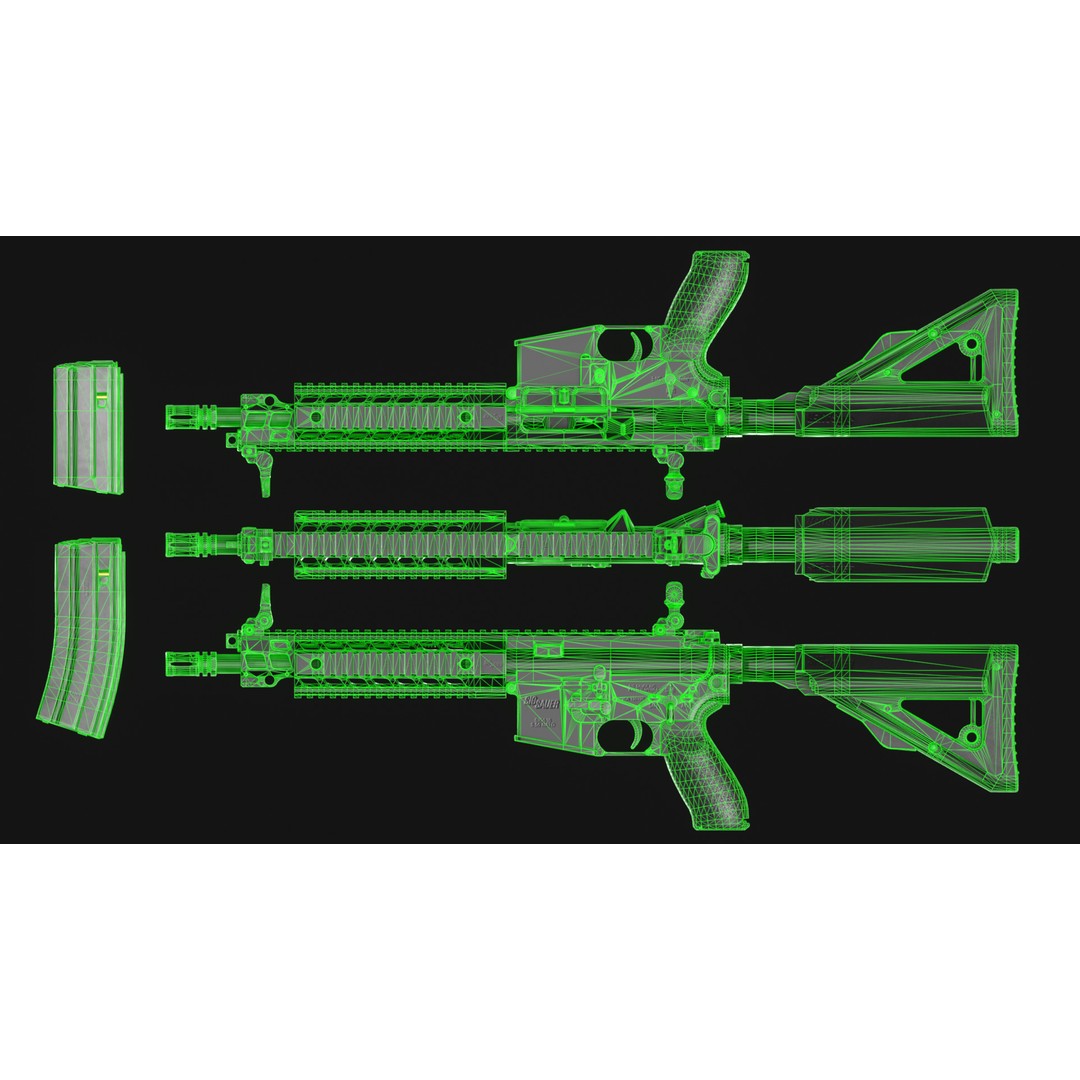 SIG Sauer SIG516 Assault Rifle 3D Model – Low Poly Game Asset, FBX - View 9