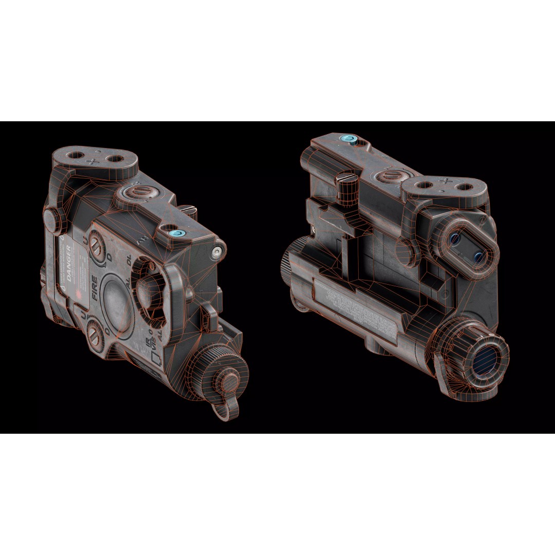 Laser Sight AN-PEQ 15 3D Model – Low Poly Game Asset, FBX, PBR