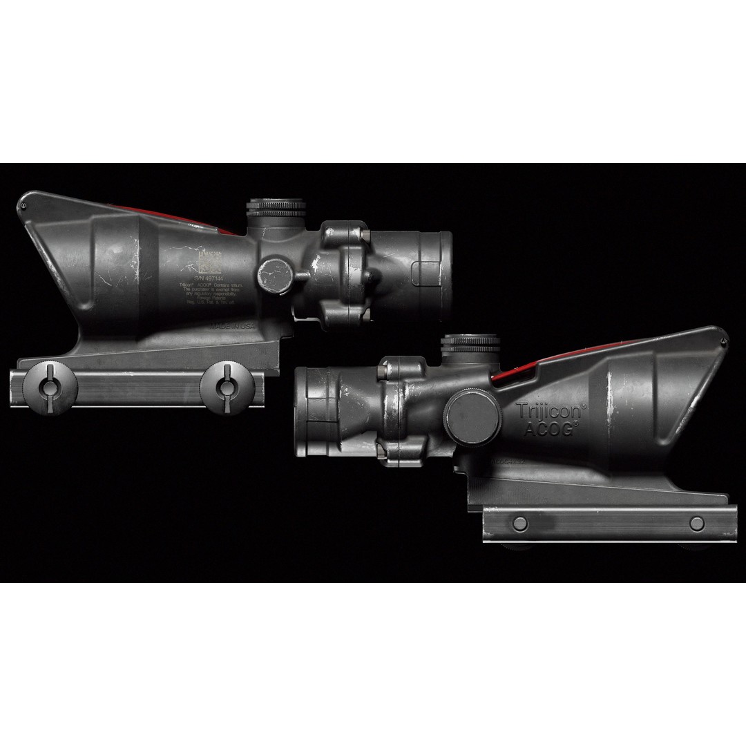 ACOG Rifle Scope 3D Model – Low Poly Game-Ready FBX Asset - View 4