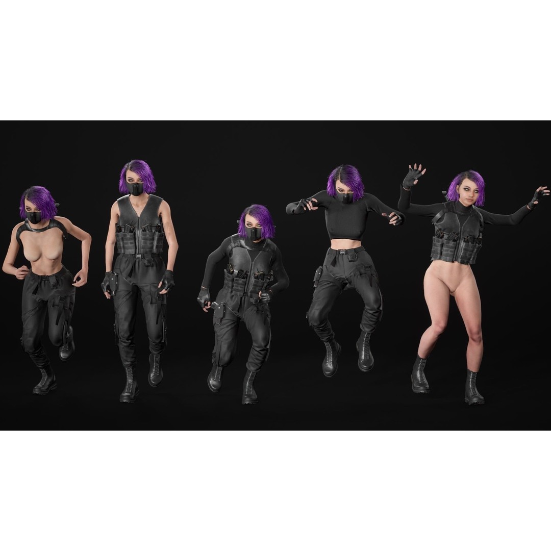 Realistic Military Woman 3D Model – Rigged Low-Poly Character for Unreal Engine