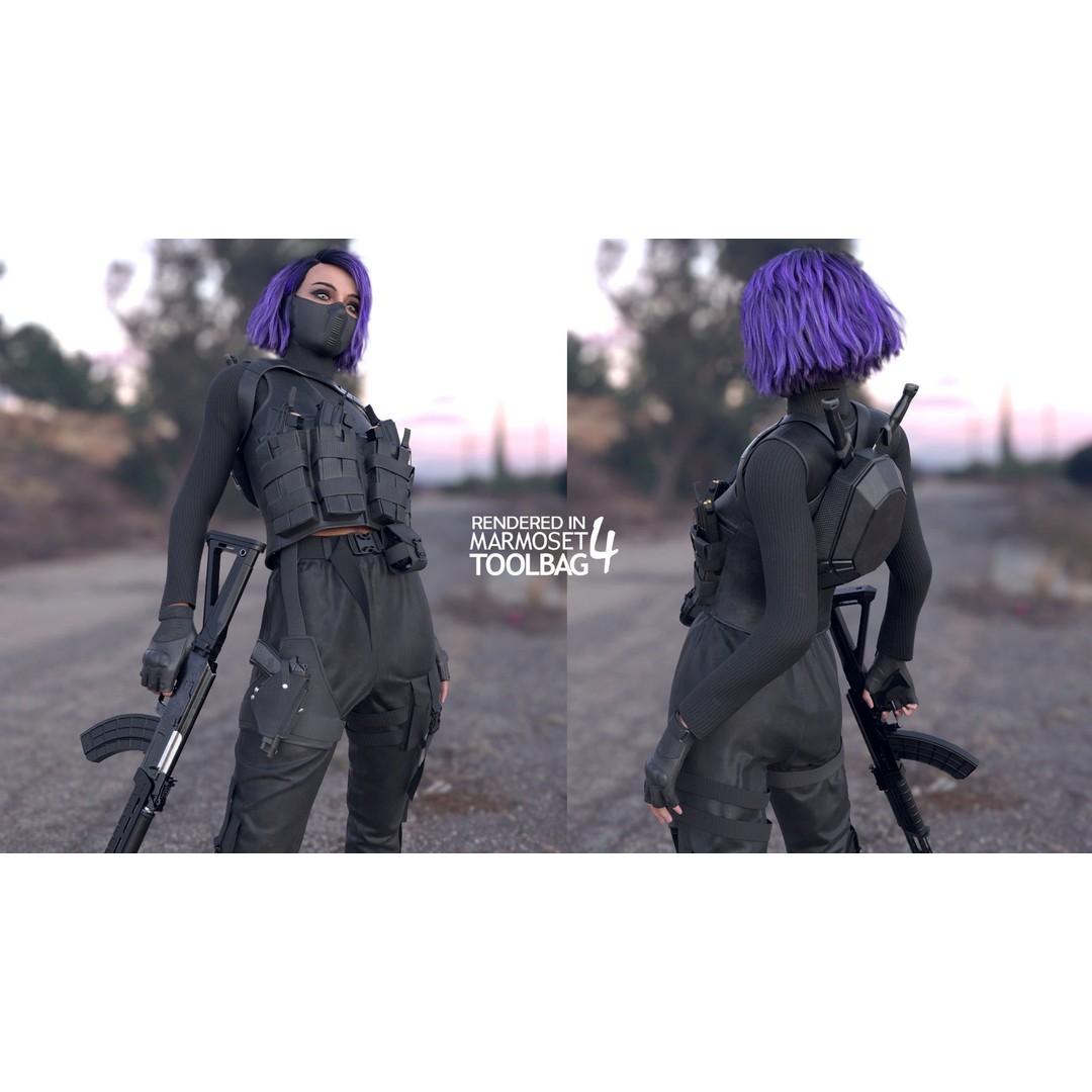 Realistic Military Woman 3D Model – Rigged Low-Poly Character for Unreal Engine - View 10