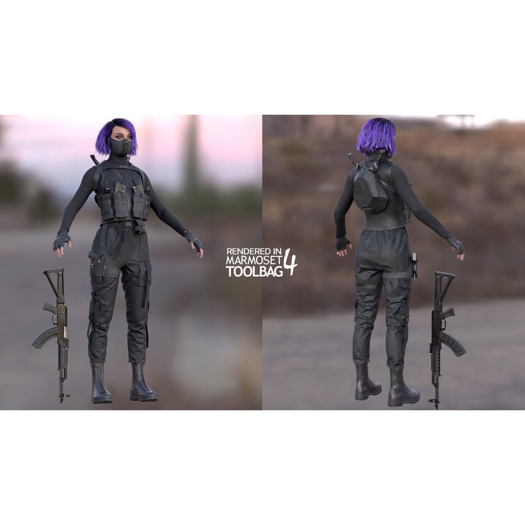 Realistic Military Woman 3D Model – Rigged Low-Poly Character for Unreal Engine - View 12