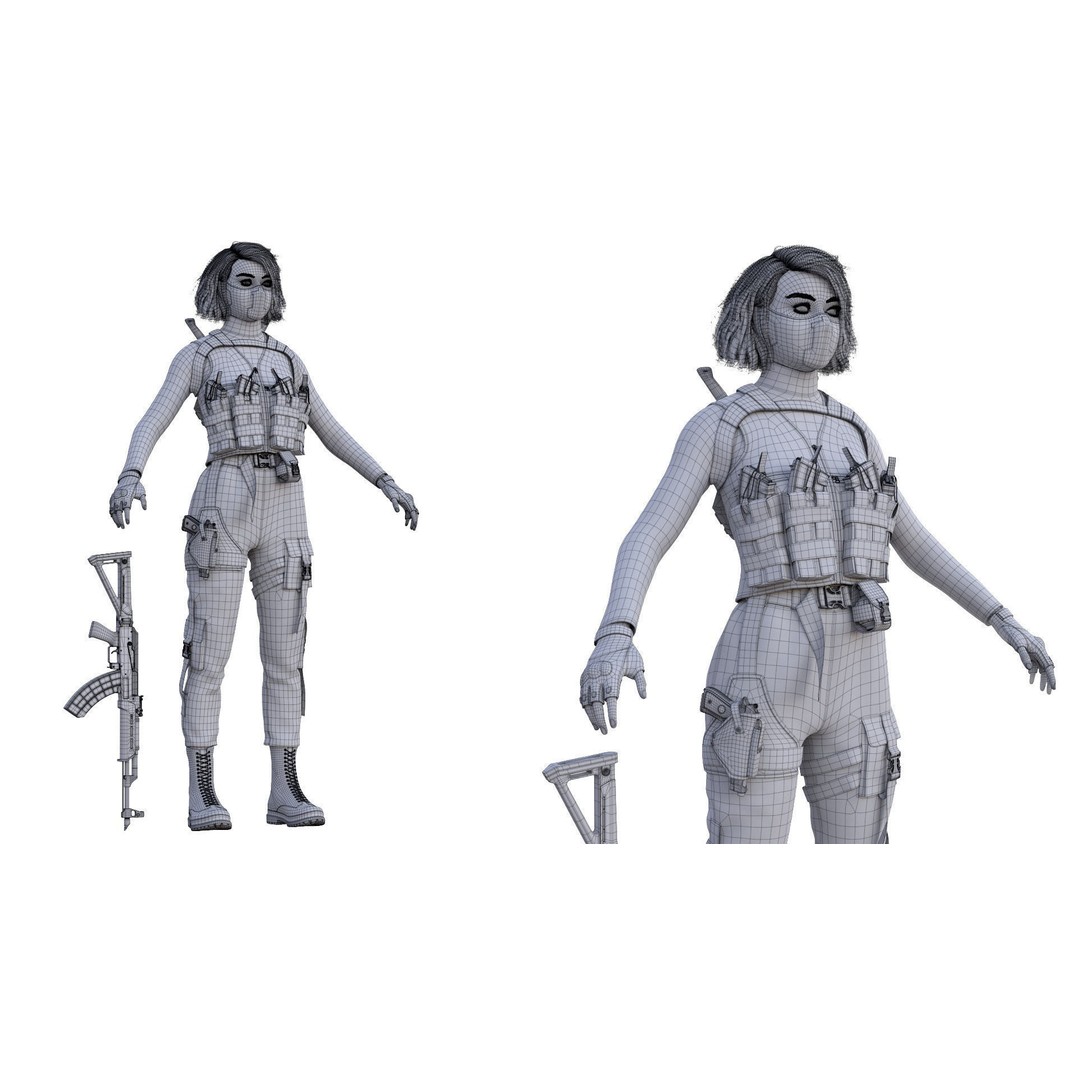 Realistic Military Woman 3D Model – Rigged Low-Poly Character for Unreal Engine - View 17