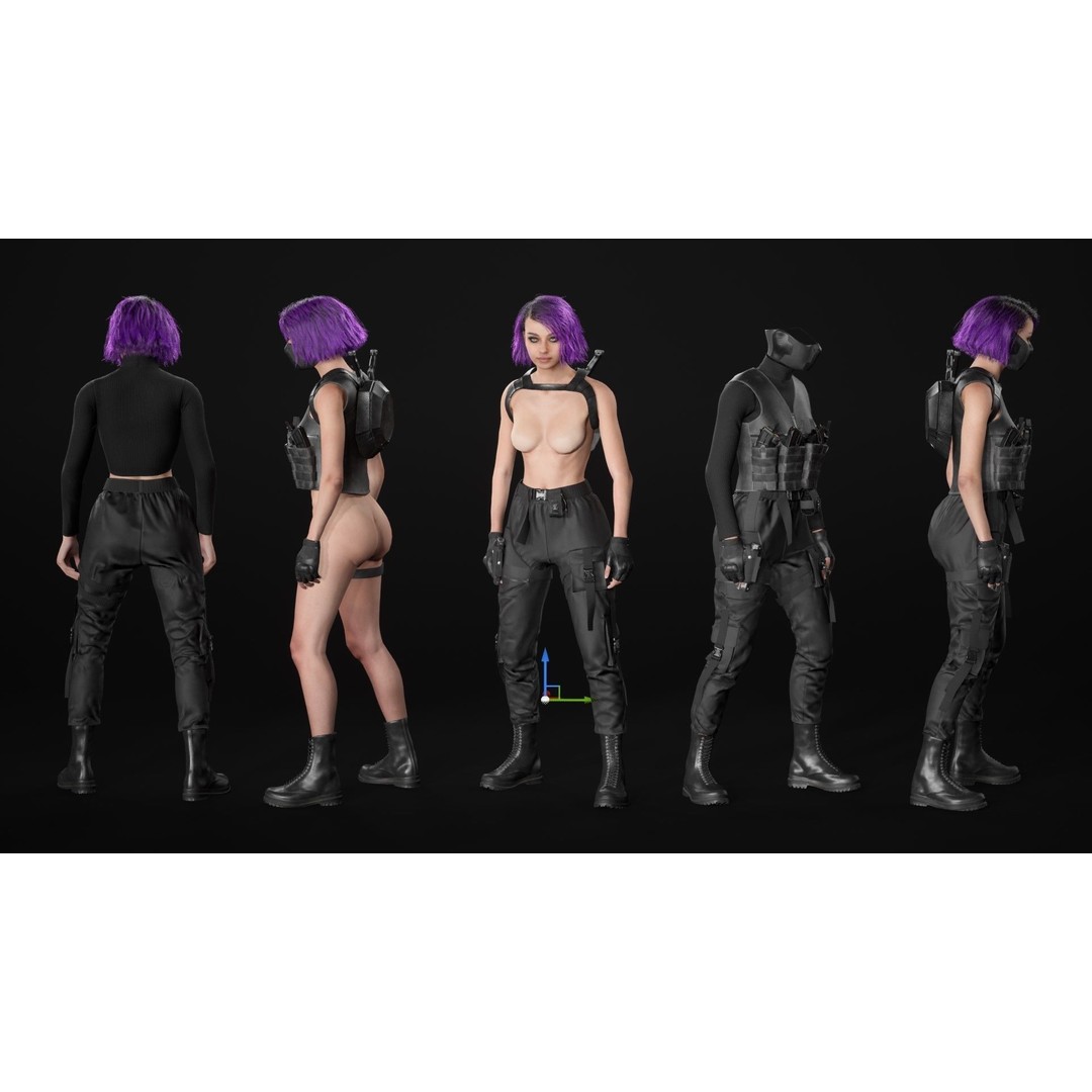 Realistic Military Woman 3D Model – Rigged Low-Poly Character for Unreal Engine - View 21