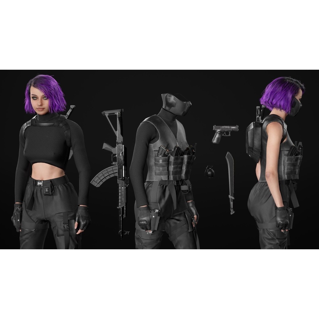 Realistic Military Woman 3D Model – Rigged Low-Poly Character for Unreal Engine - View 22