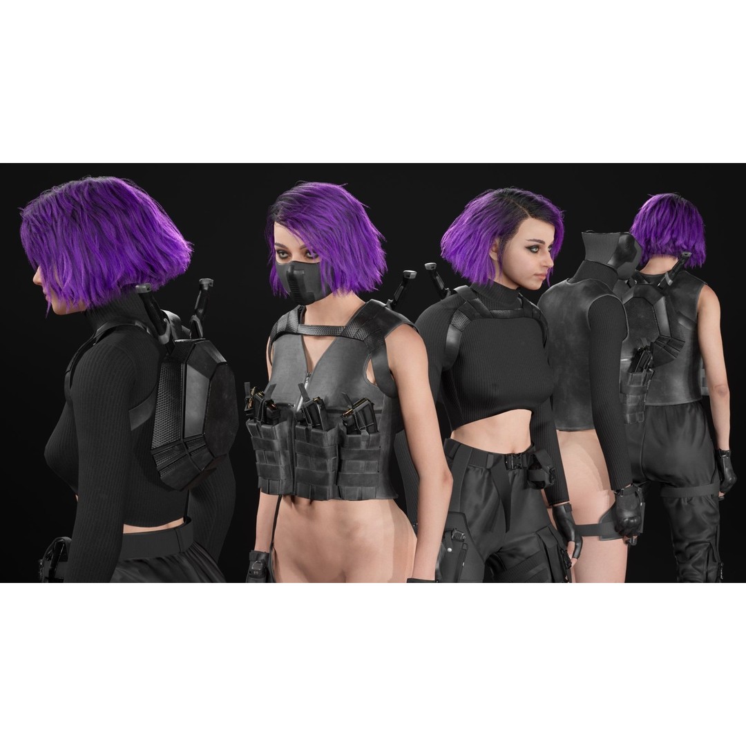 Realistic Military Woman 3D Model – Rigged Low-Poly Character for Unreal Engine - View 24