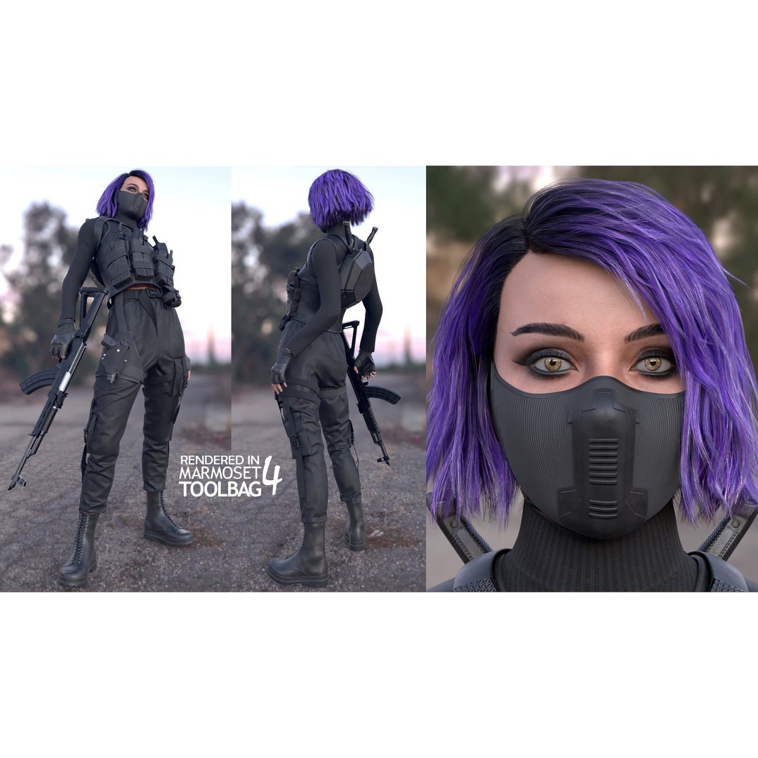 Realistic Military Woman 3D Model – Rigged Low-Poly Character for Unreal Engine - View 3