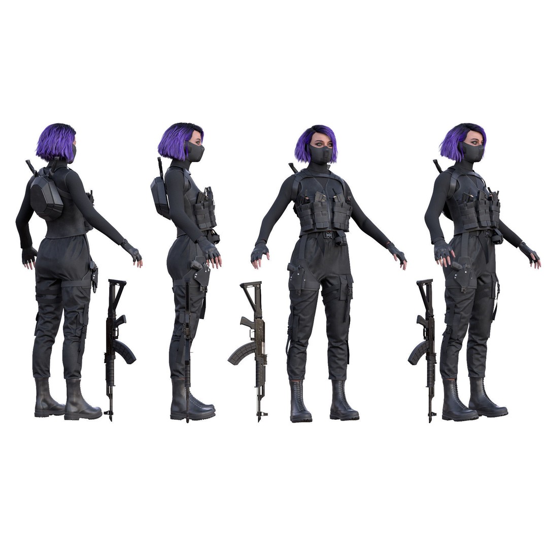 Realistic Military Woman 3D Model – Rigged Low-Poly Character for Unreal Engine - View 5
