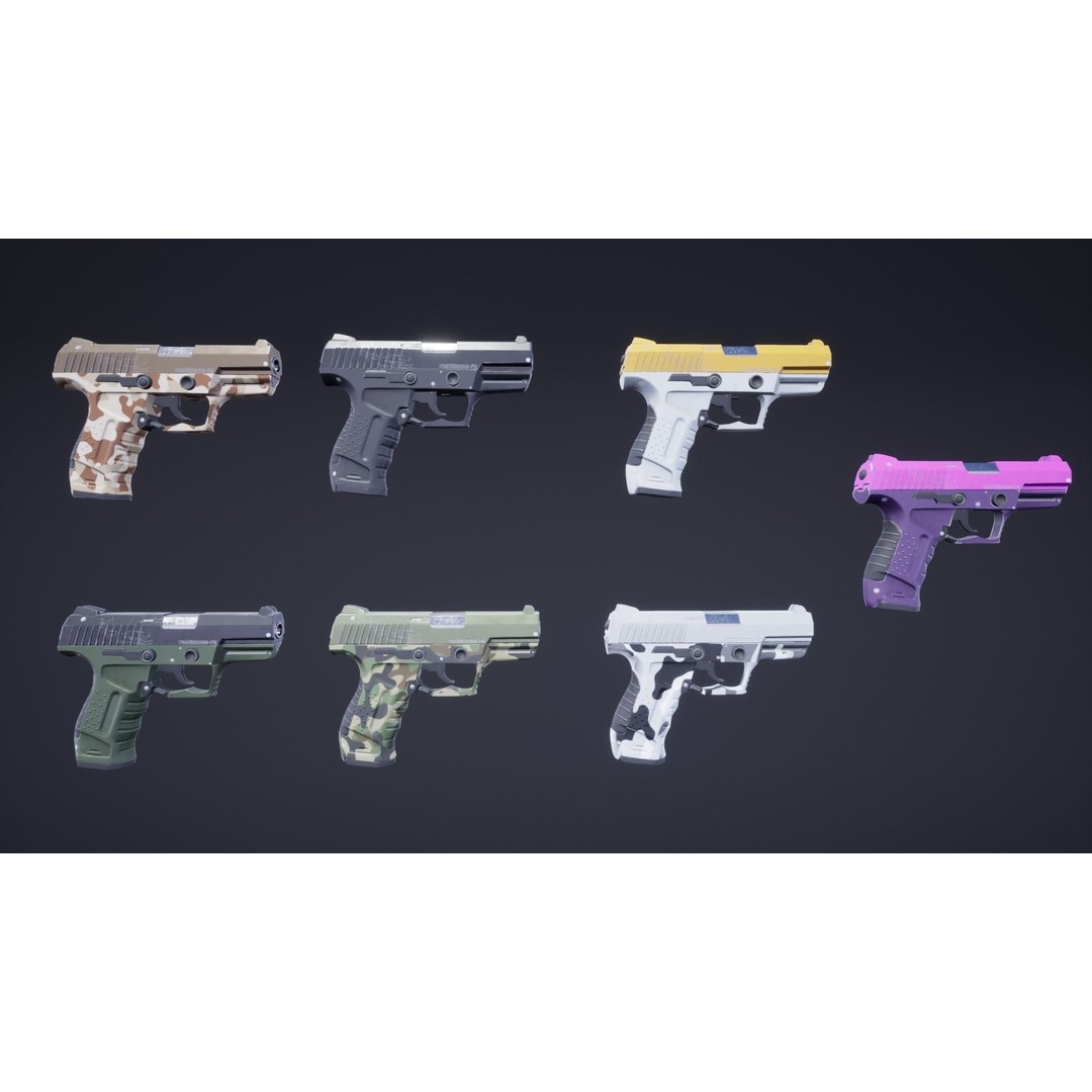 Pistol Tactical Shield 3D Model – Low Poly Game Ready Animations, FBX - View 13