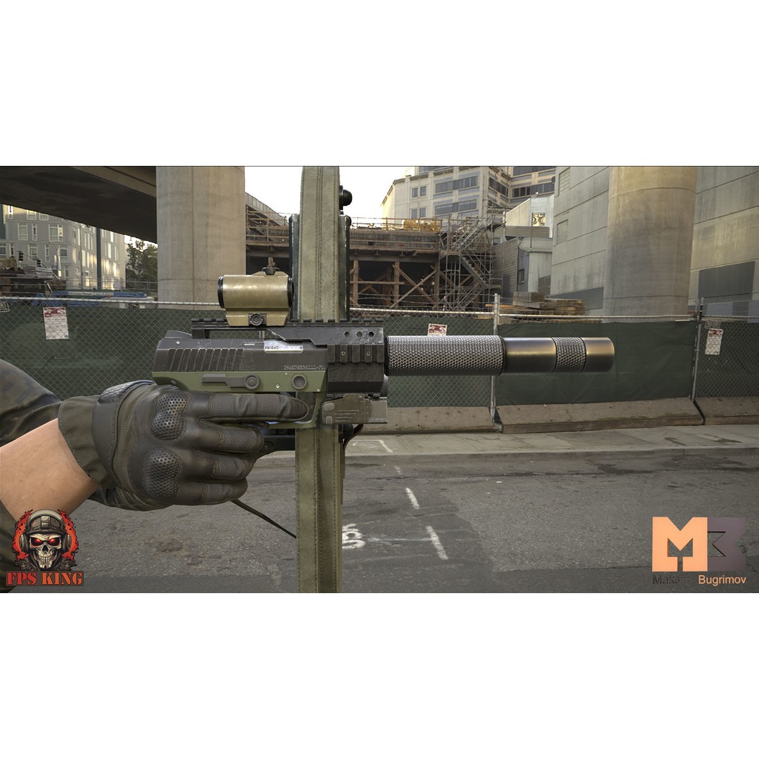 Pistol Tactical Shield 3D Model – Low Poly Game Ready Animations, FBX - View 5