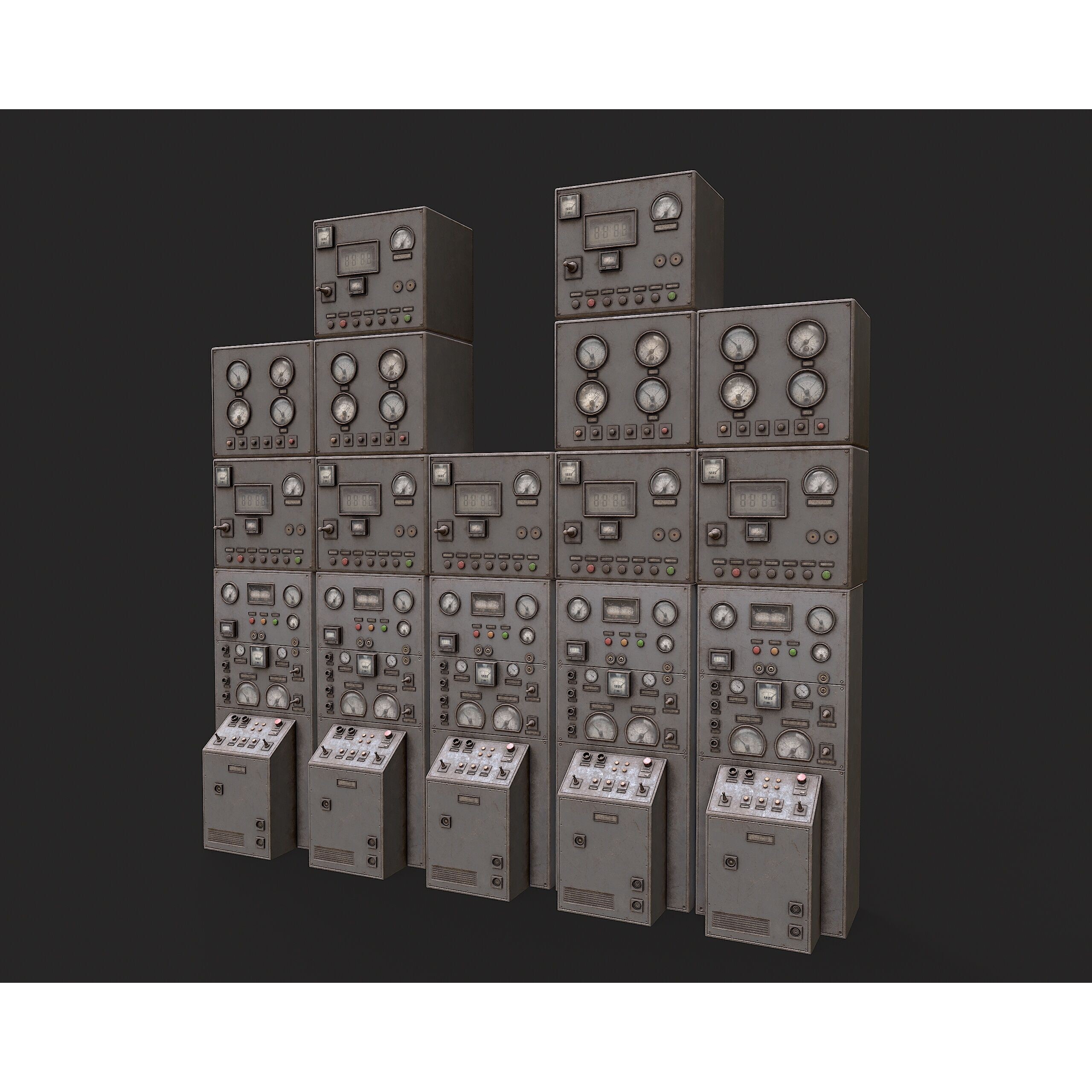 Factory Control Panels - Low-Poly Game-Ready 3D Model - View 27