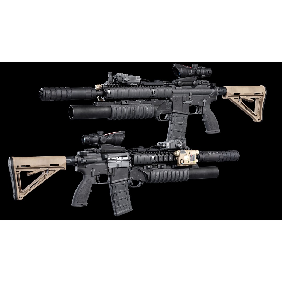 M4A1 3D Model – Low Poly Game Ready Asset, FBX & Blender - View 10