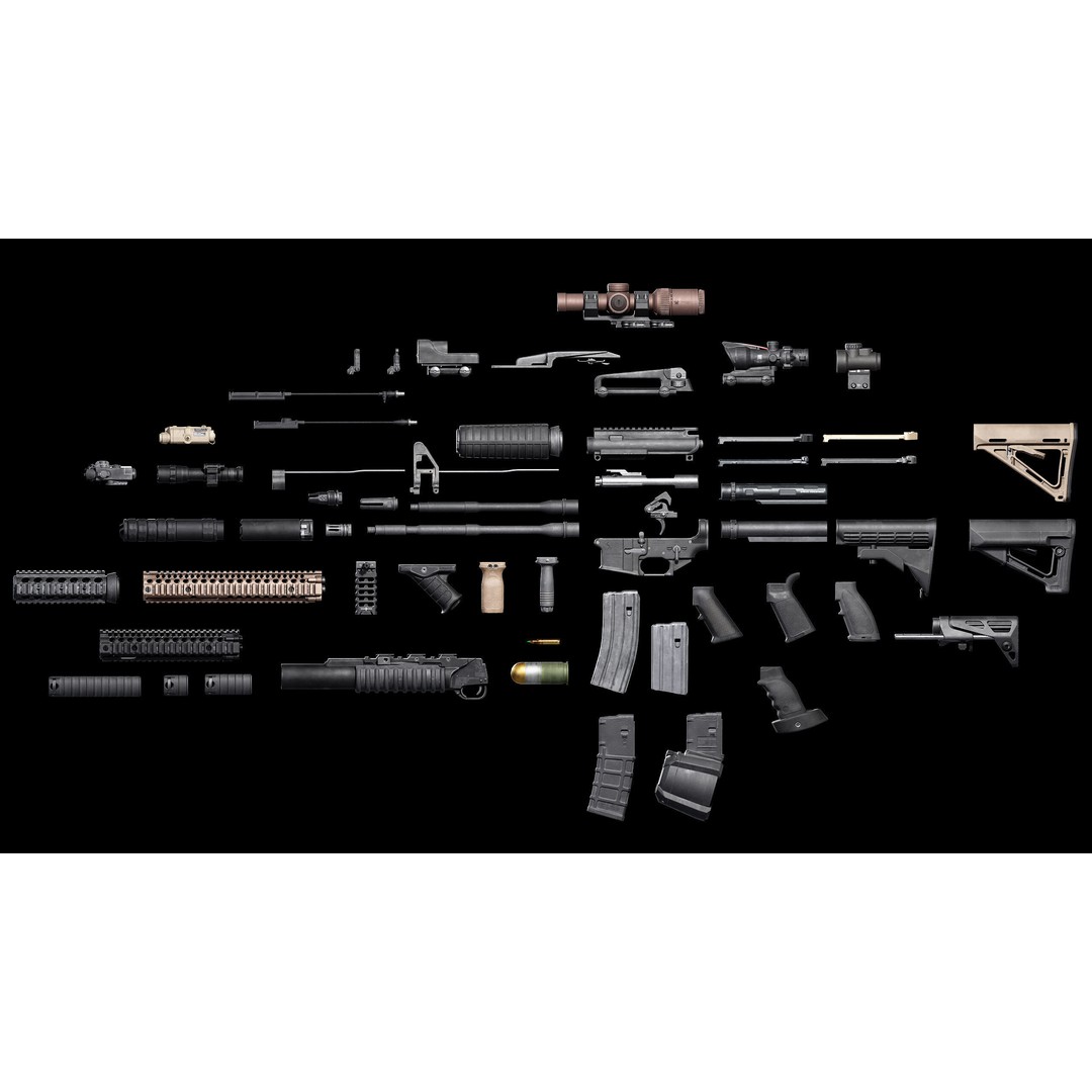 M4A1 3D Model – Low Poly Game Ready Asset, FBX & Blender - View 13