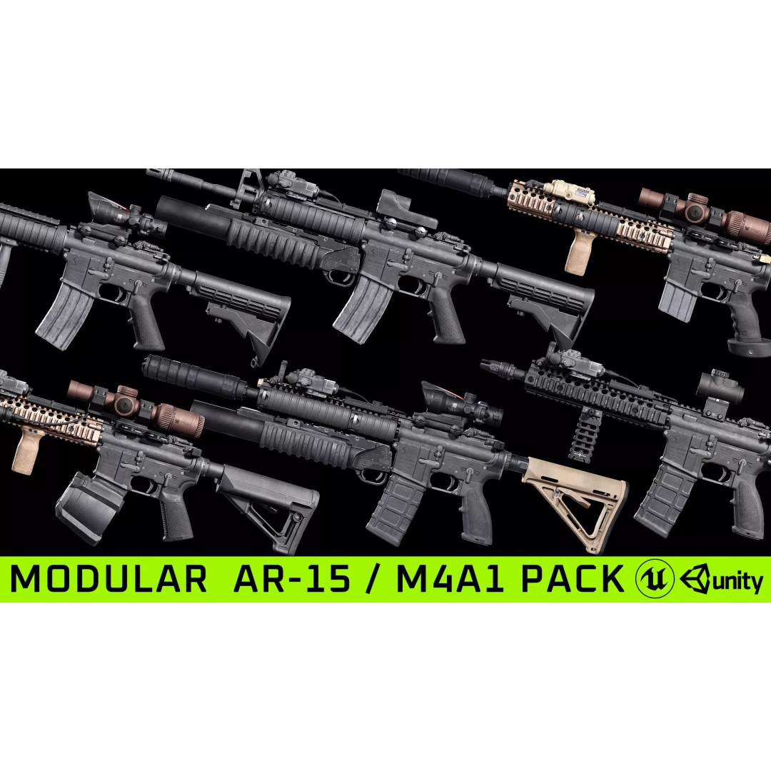 M4A1 3D Model – Low Poly Game Ready Asset, FBX & Blender - View 2