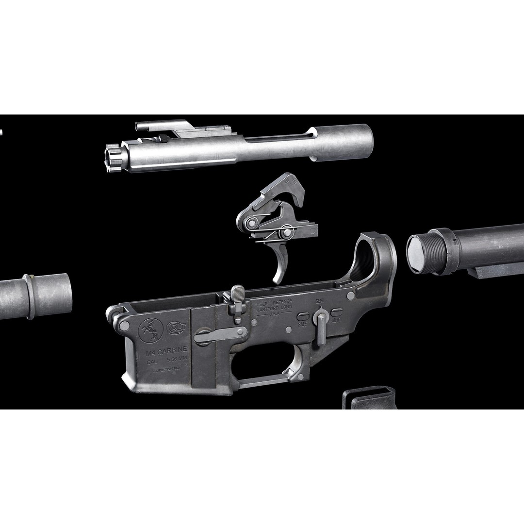 M4A1 3D Model – Low Poly Game Ready Asset, FBX & Blender - View 23
