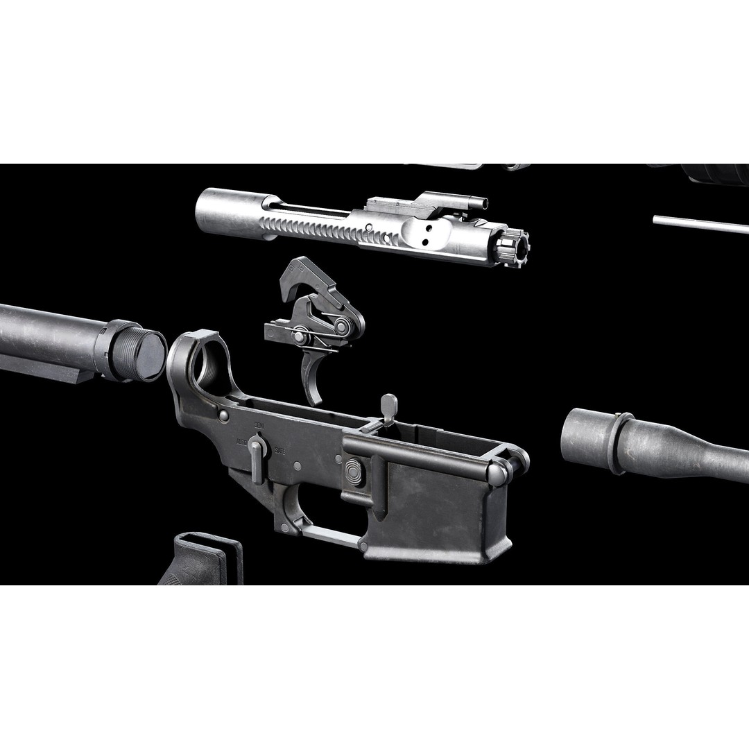 M4A1 3D Model – Low Poly Game Ready Asset, FBX & Blender - View 24