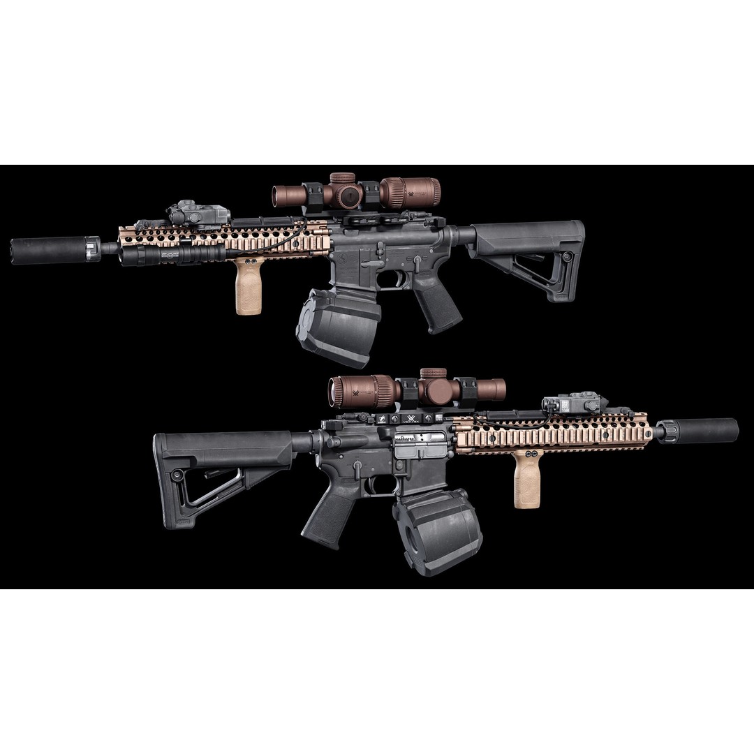 M4A1 3D Model – Low Poly Game Ready Asset, FBX & Blender - View 4