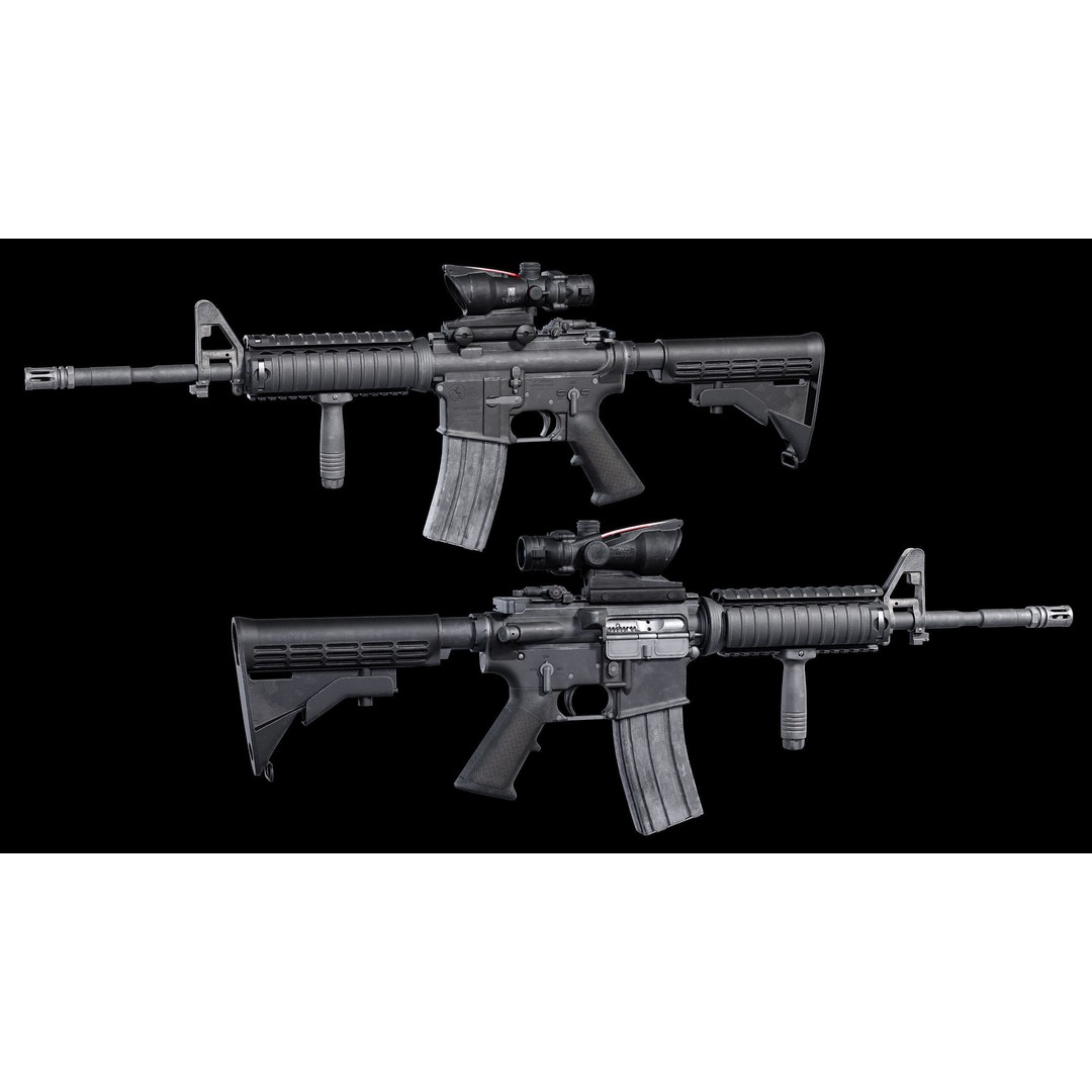 M4A1 3D Model – Low Poly Game Ready Asset, FBX & Blender - View 5