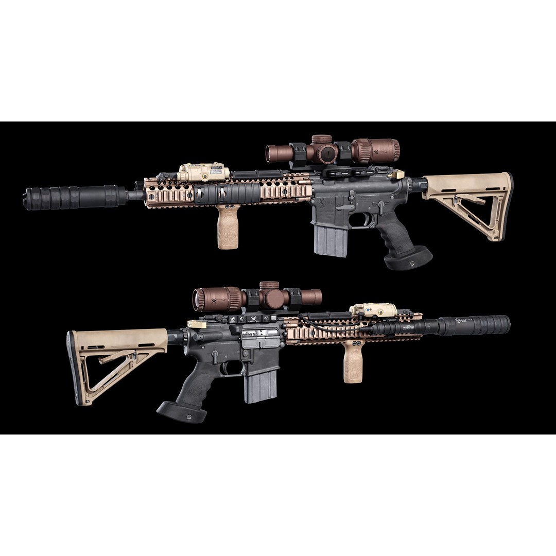 M4A1 3D Model – Low Poly Game Ready Asset, FBX & Blender - View 6
