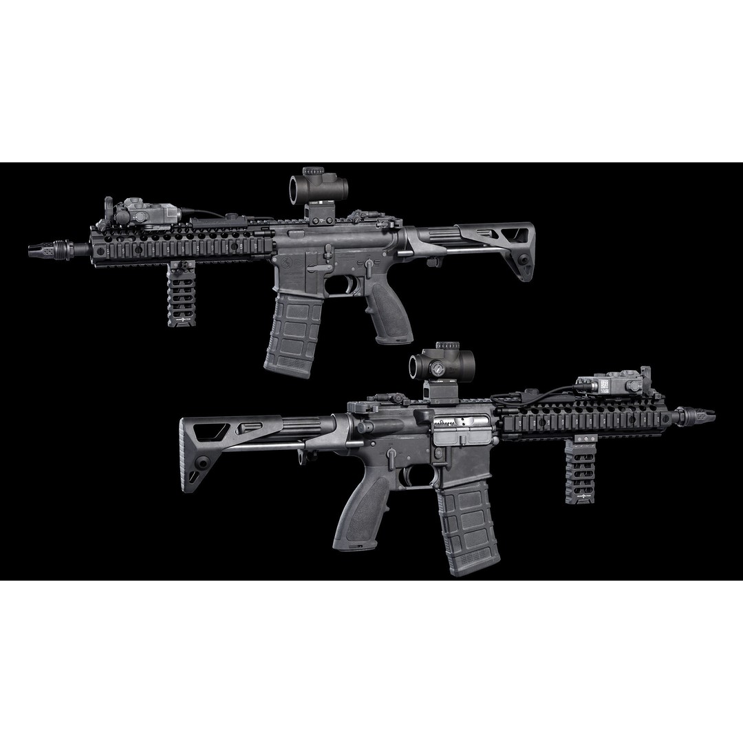 M4A1 3D Model – Low Poly Game Ready Asset, FBX & Blender - View 7