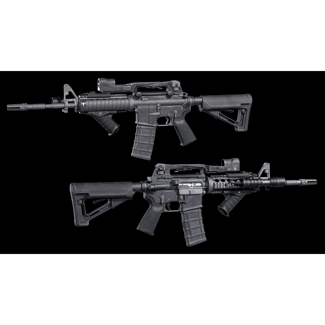 M4A1 3D Model – Low Poly Game Ready Asset, FBX & Blender - View 8