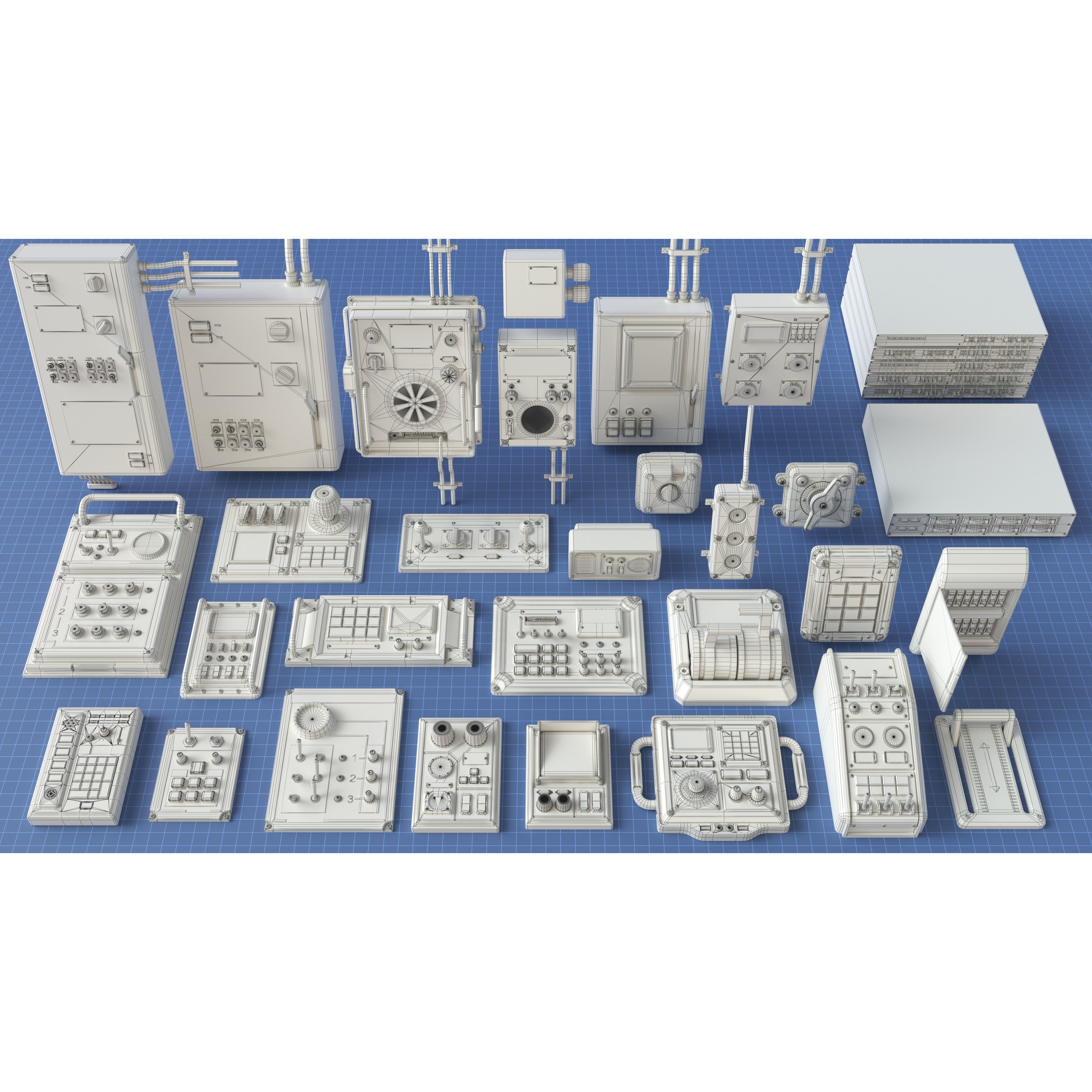 Control Panel 1 - Low-Poly Game-Ready 3D Model - View 3