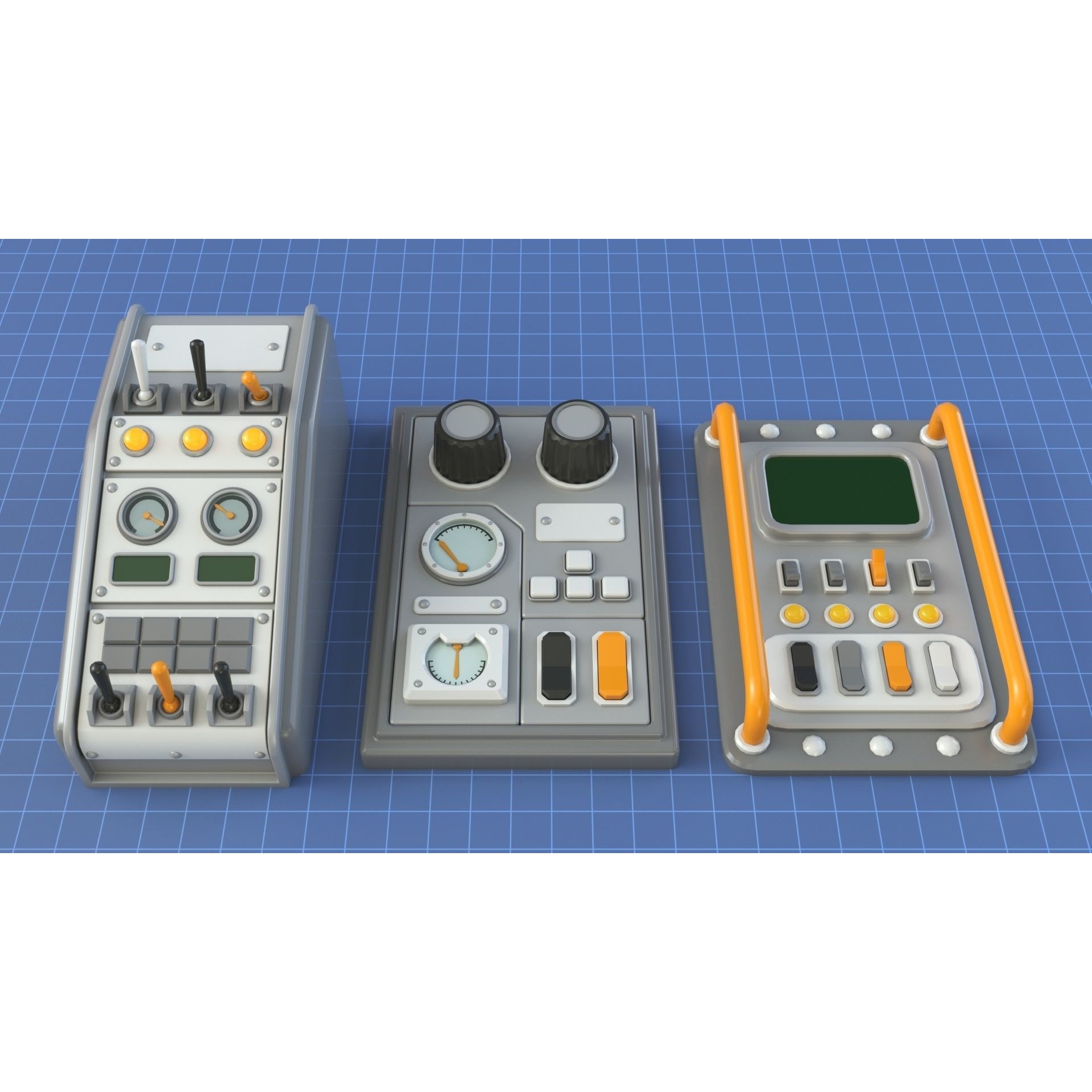 Control Panel 1 - Low-Poly Game-Ready 3D Model - View 6
