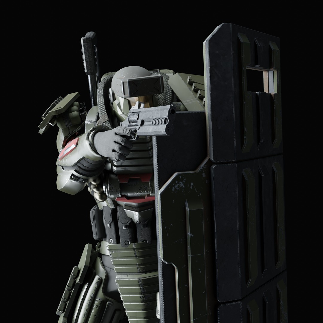 Heavy Juggernaut Soldier 3D Model – Game-Ready Rigged Character, FBX, OBJ - View 10