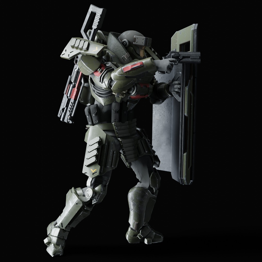 Heavy Juggernaut Soldier 3D Model – Game-Ready Rigged Character, FBX, OBJ - View 11