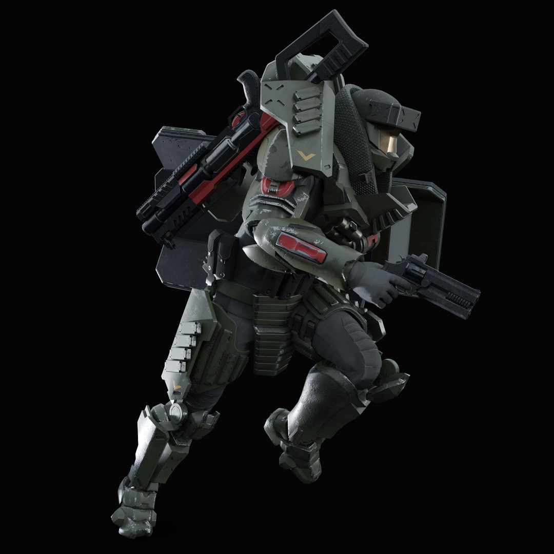Heavy Juggernaut Soldier 3D Model – Game-Ready Rigged Character, FBX, OBJ - View 12