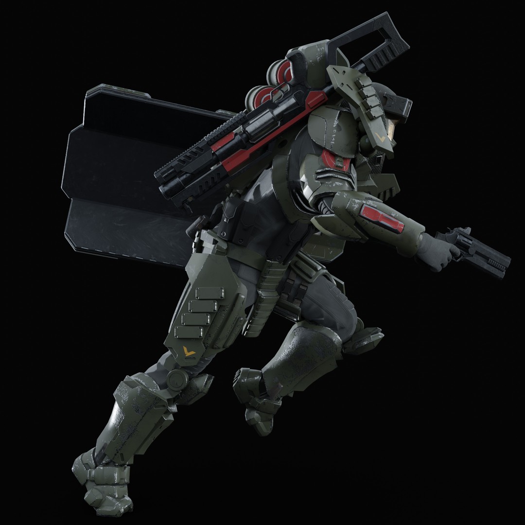 Heavy Juggernaut Soldier 3D Model – Game-Ready Rigged Character, FBX, OBJ - View 13