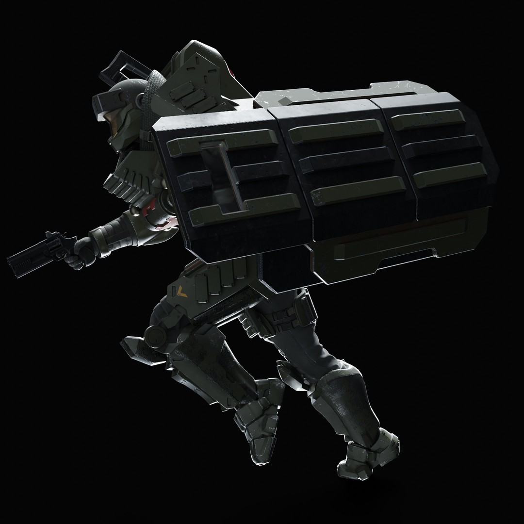 Heavy Juggernaut Soldier 3D Model – Game-Ready Rigged Character, FBX, OBJ - View 14