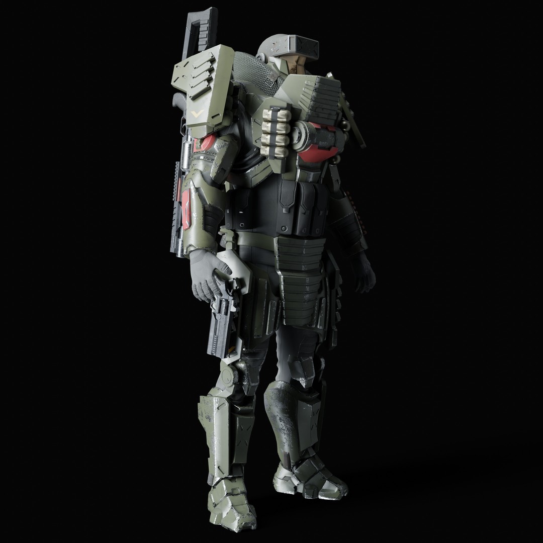 Heavy Juggernaut Soldier 3D Model – Game-Ready Rigged Character, FBX, OBJ - View 15