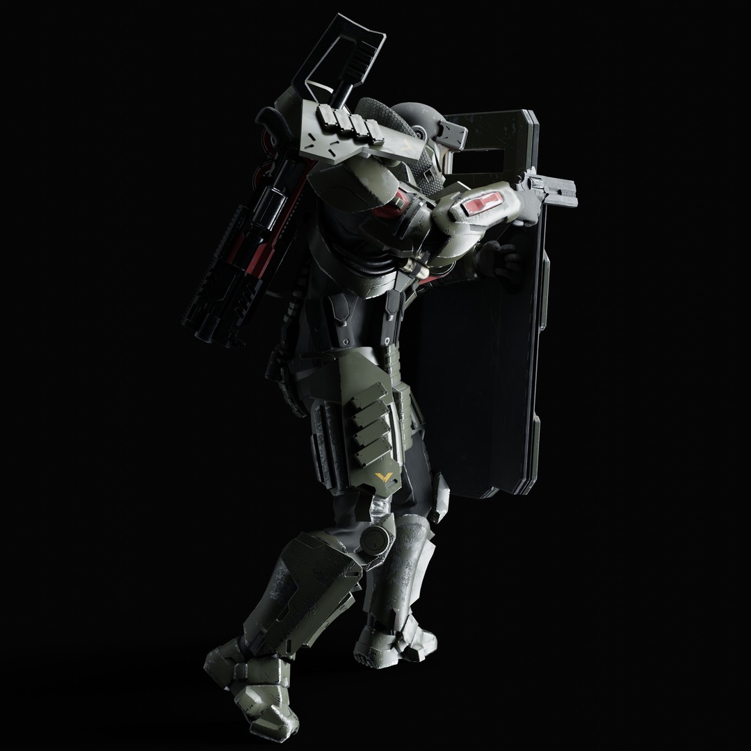 Heavy Juggernaut Soldier 3D Model – Game-Ready Rigged Character, FBX, OBJ - View 16