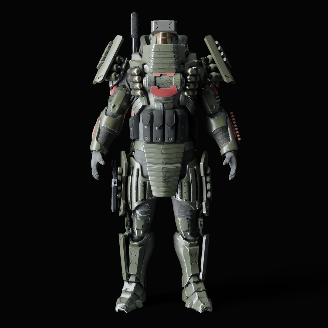Heavy Juggernaut Soldier 3D Model – Game-Ready Rigged Character, FBX, OBJ - View 17