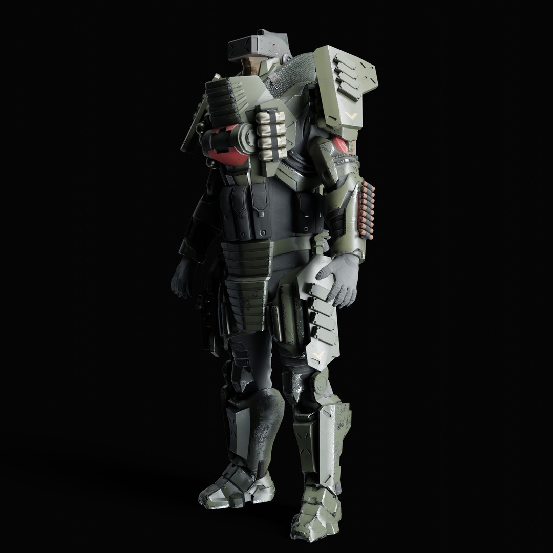 Heavy Juggernaut Soldier 3D Model – Game-Ready Rigged Character, FBX, OBJ - View 18