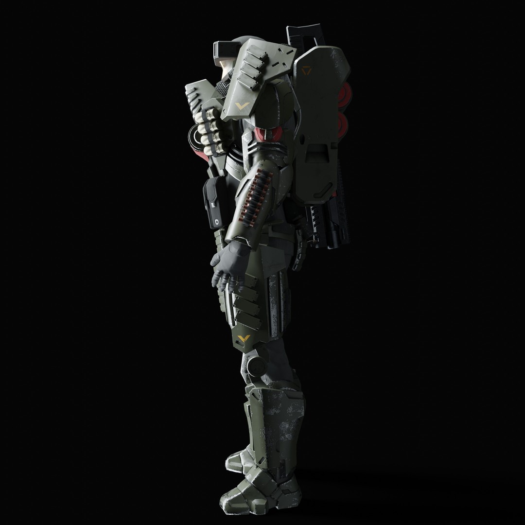 Heavy Juggernaut Soldier 3D Model – Game-Ready Rigged Character, FBX, OBJ - View 19