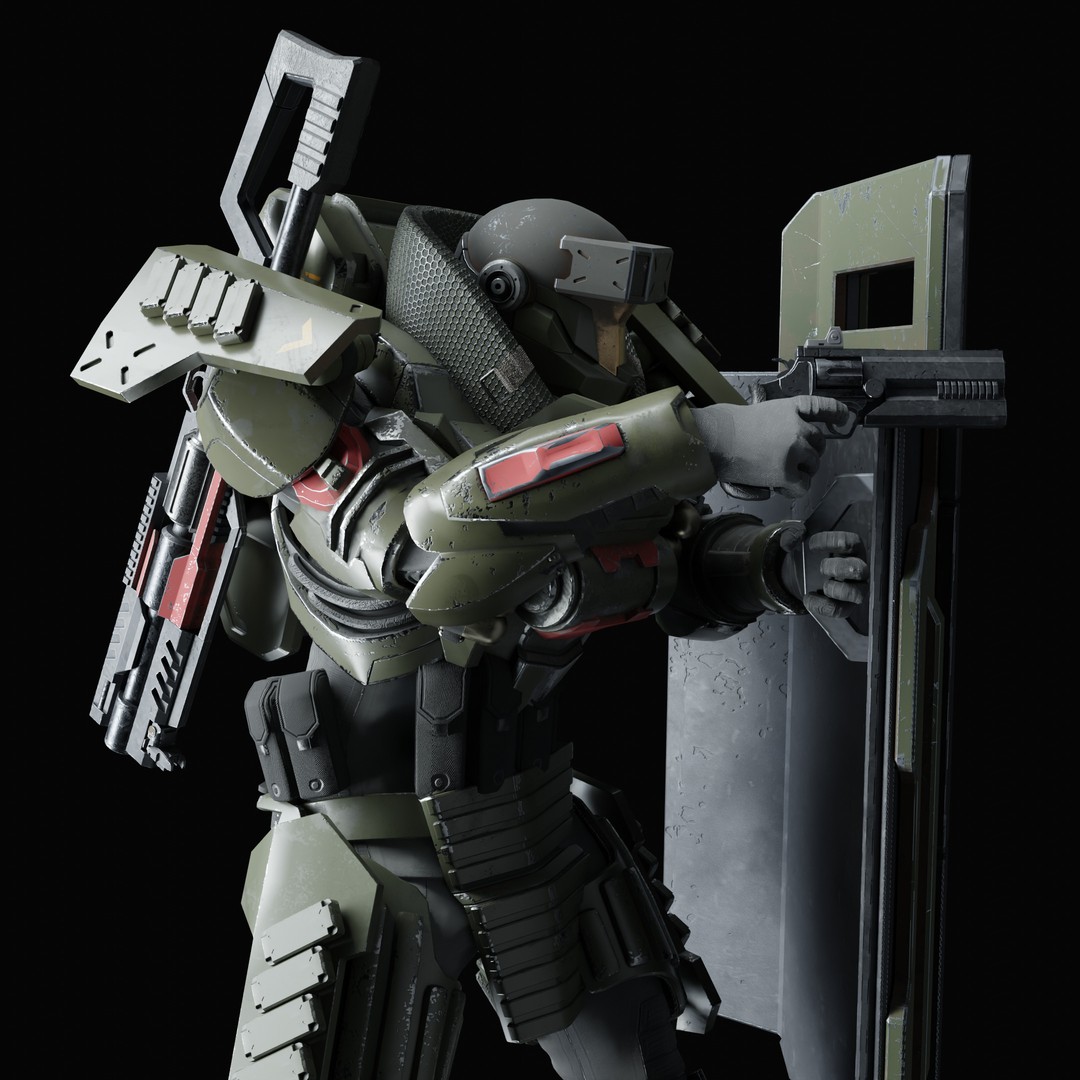 Heavy Juggernaut Soldier 3D Model – Game-Ready Rigged Character, FBX, OBJ - View 2