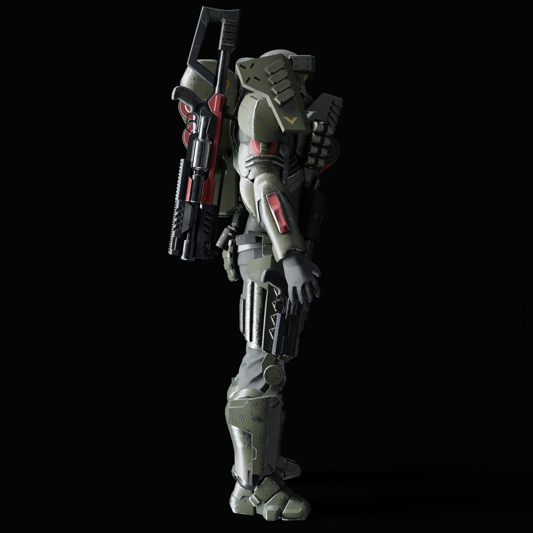 Heavy Juggernaut Soldier 3D Model – Game-Ready Rigged Character, FBX, OBJ - View 20