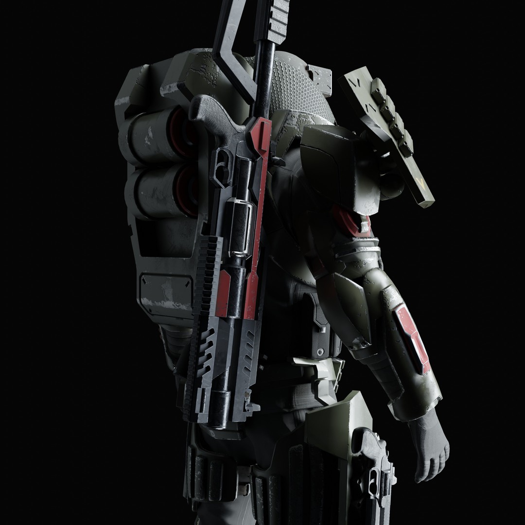 Heavy Juggernaut Soldier 3D Model – Game-Ready Rigged Character, FBX, OBJ - View 21