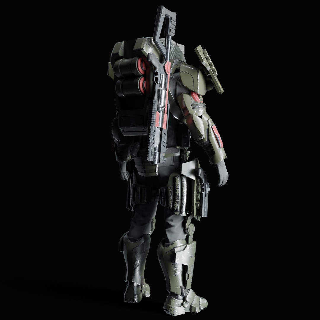 Heavy Juggernaut Soldier 3D Model – Game-Ready Rigged Character, FBX, OBJ - View 22