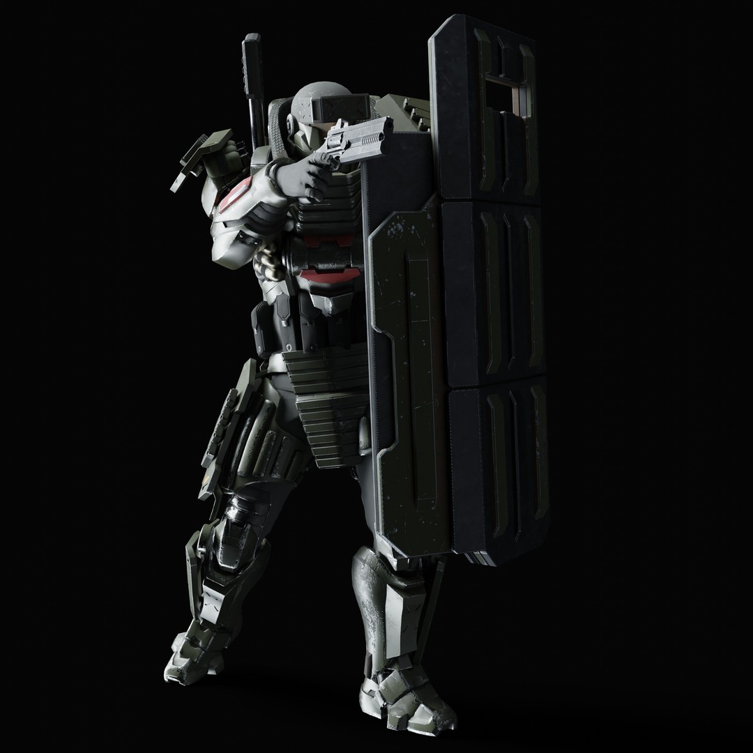 Heavy Juggernaut Soldier 3D Model – Game-Ready Rigged Character, FBX, OBJ - View 23