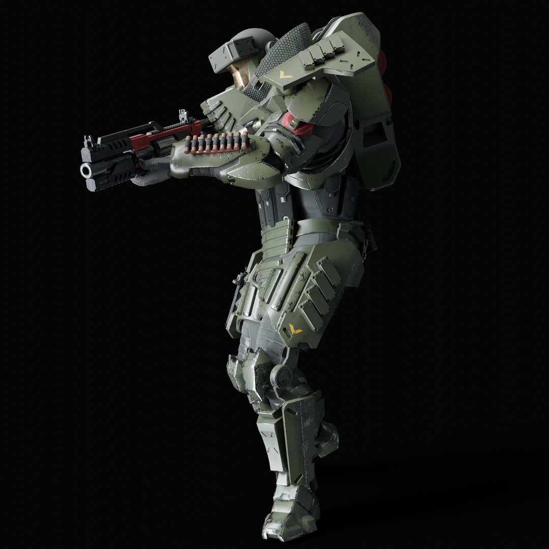 Heavy Juggernaut Soldier 3D Model – Game-Ready Rigged Character, FBX, OBJ - View 24