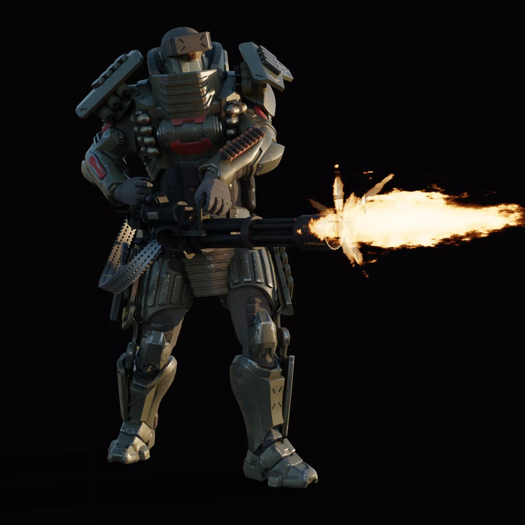 Heavy Juggernaut Soldier 3D Model – Game-Ready Rigged Character, FBX, OBJ - View 25