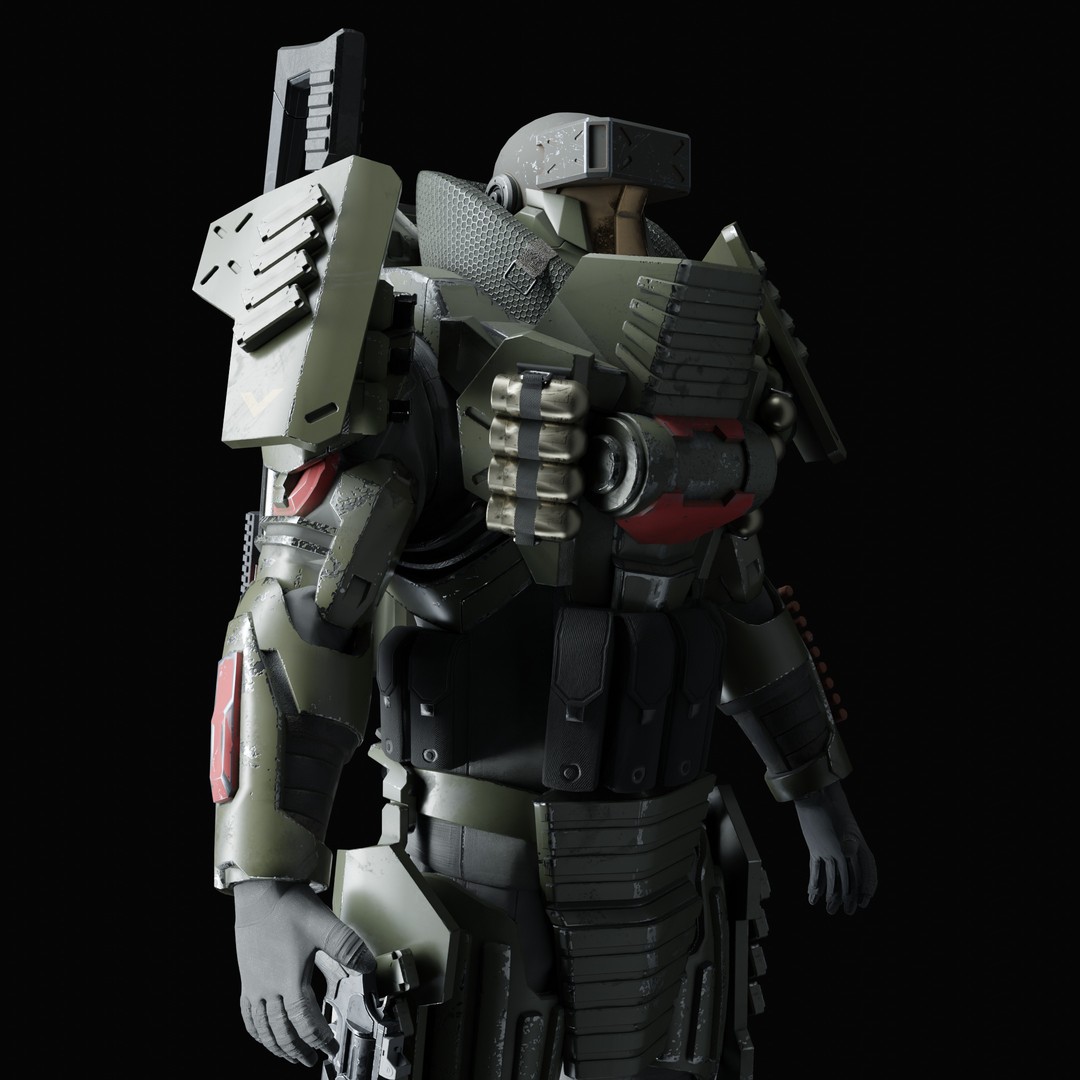 Heavy Juggernaut Soldier 3D Model – Game-Ready Rigged Character, FBX, OBJ - View 26