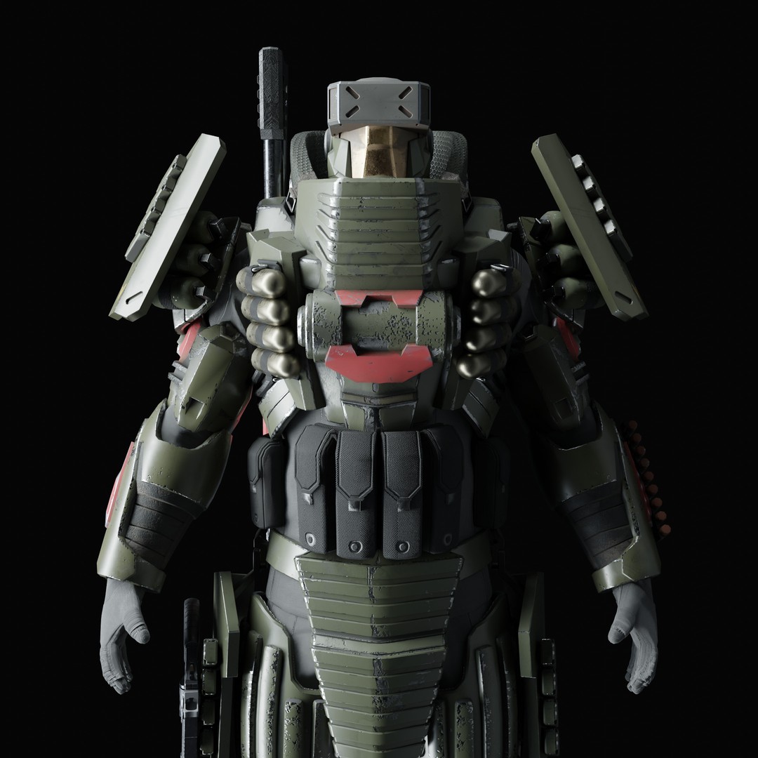 Heavy Juggernaut Soldier 3D Model – Game-Ready Rigged Character, FBX, OBJ - View 27