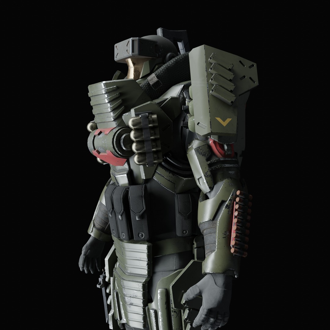 Heavy Juggernaut Soldier 3D Model – Game-Ready Rigged Character, FBX, OBJ - View 28