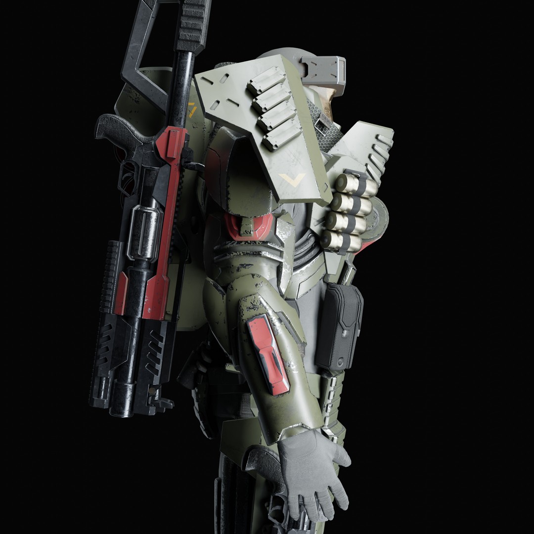 Heavy Juggernaut Soldier 3D Model – Game-Ready Rigged Character, FBX, OBJ - View 29