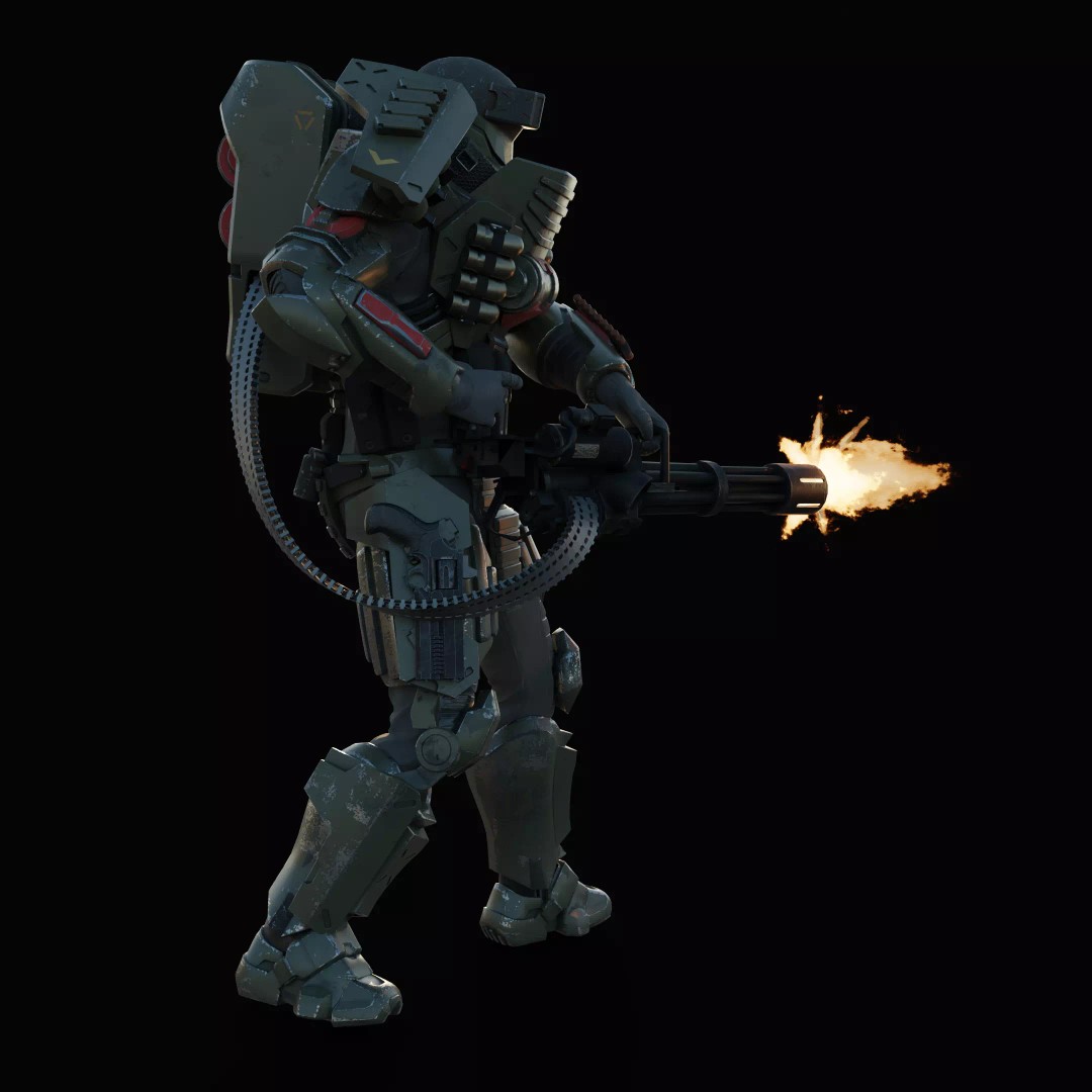 Heavy Juggernaut Soldier 3D Model – Game-Ready Rigged Character, FBX, OBJ - View 3