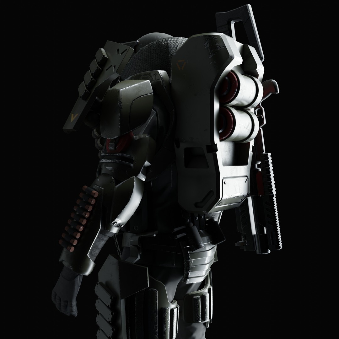 Heavy Juggernaut Soldier 3D Model – Game-Ready Rigged Character, FBX, OBJ - View 30